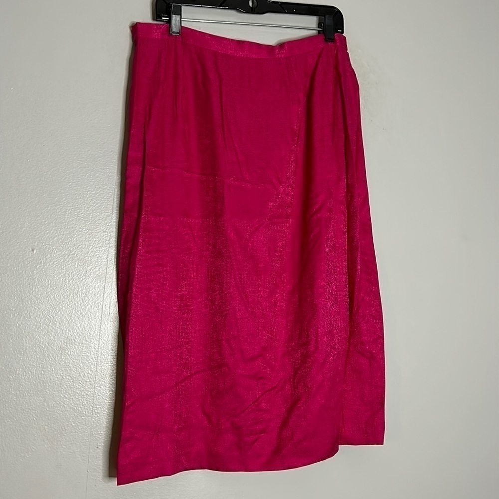 Adrianna Papell Silk plus size 16 women’s hot pink Barbie midi skirt